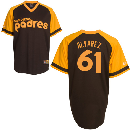 R-J alvarez #61 MLB Jersey-San Diego Padres Men's Authentic Cooperstown Baseball Jersey
